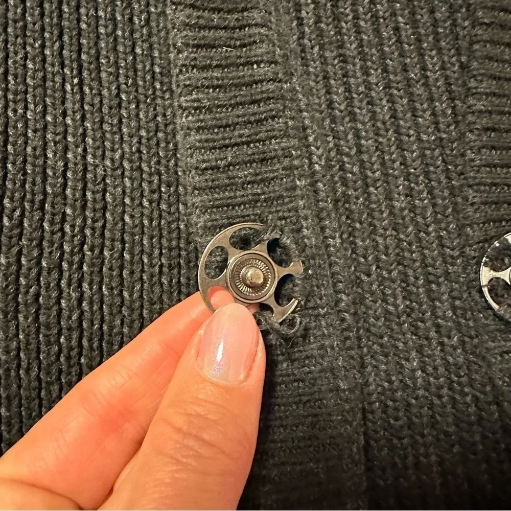 Lululemon We Like To Cardi Heathered Black Knit Cardigan Sweater One Snap Long